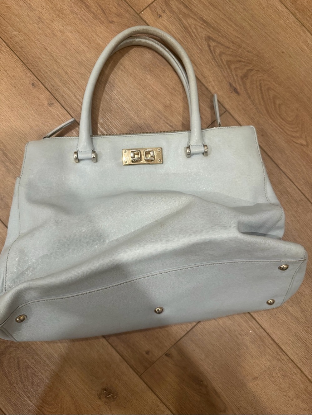Furla Light blue Leather Tote with Gold-Tone Hardware